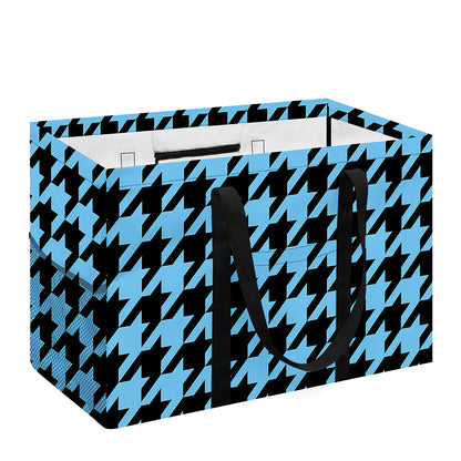 Blue And Black Houndstooth Pattern Print Utility Tote Bag