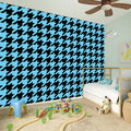 Blue And Black Houndstooth Pattern Print Wall Sticker