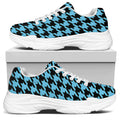 Blue And Black Houndstooth Pattern Print White Chunky Shoes
