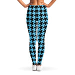 Blue And Black Houndstooth Pattern Print Women's Leggings