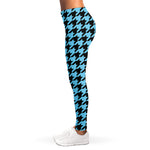 Blue And Black Houndstooth Pattern Print Women's Leggings