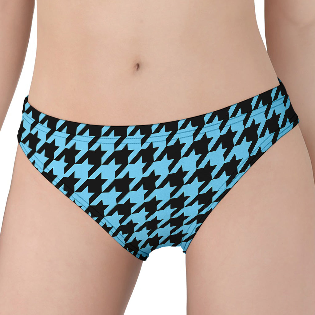 Blue And Black Houndstooth Pattern Print Women's Panties