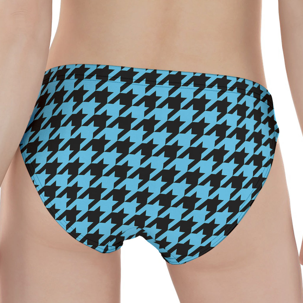Blue And Black Houndstooth Pattern Print Women's Panties