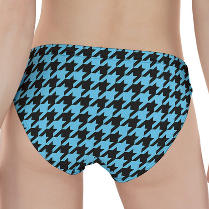 Blue And Black Houndstooth Pattern Print Women's Panties