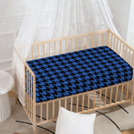 Blue And Black Houndstooth Print Baby Crib Sheet