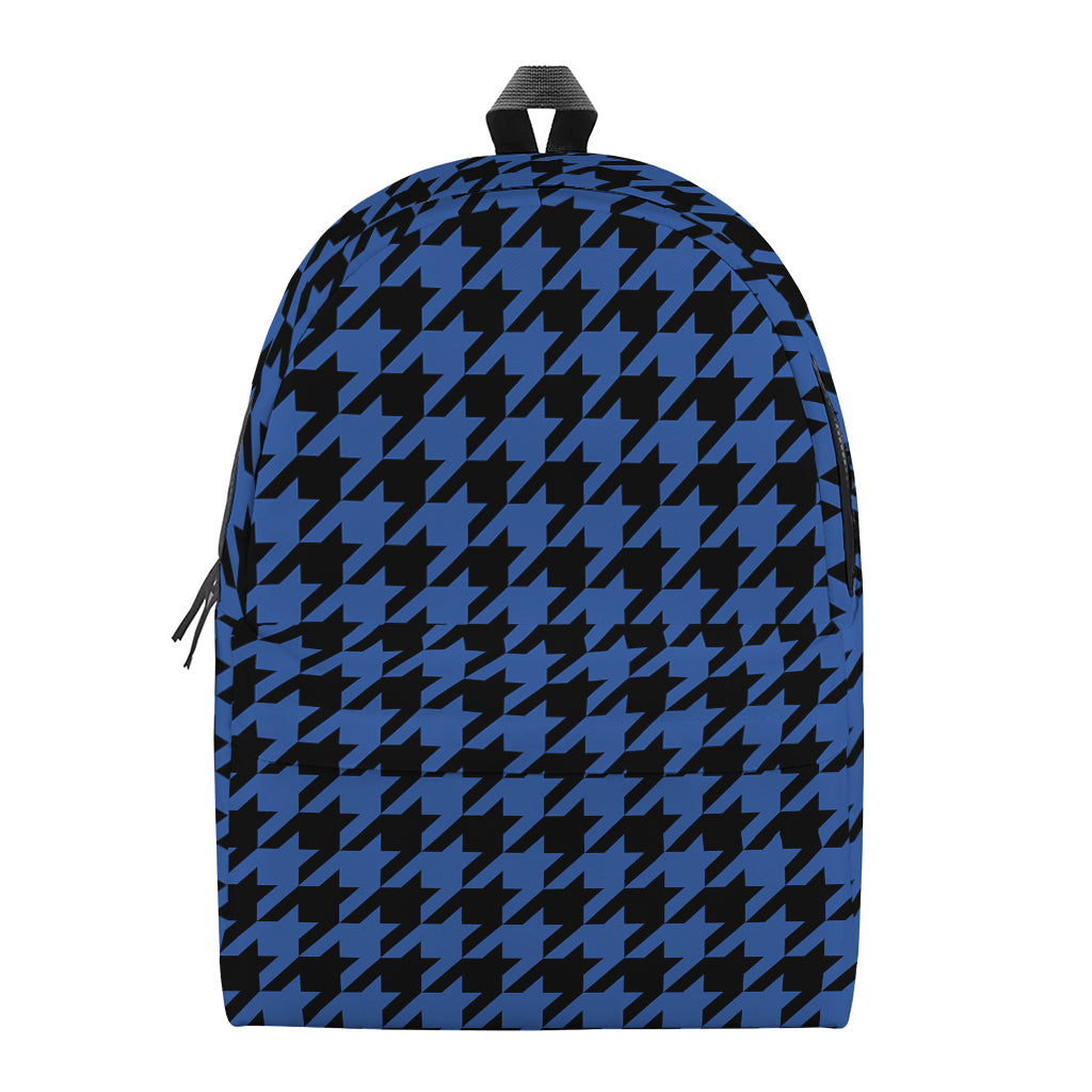 Blue And Black Houndstooth Print Backpack