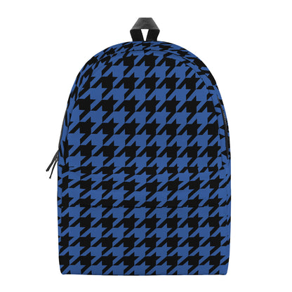 Blue And Black Houndstooth Print Backpack