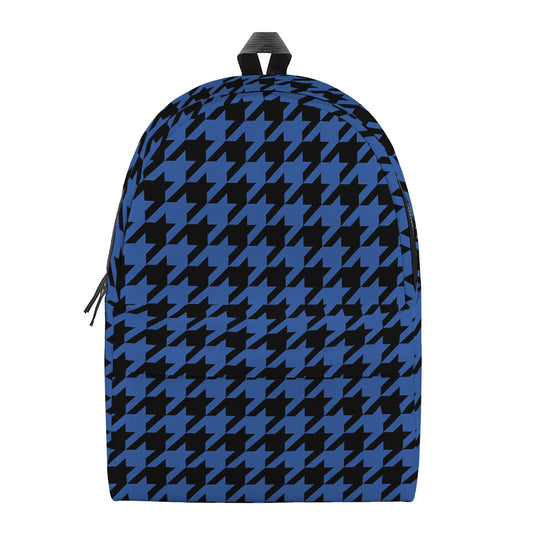 Blue And Black Houndstooth Print Backpack
