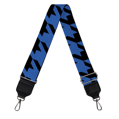 Blue And Black Houndstooth Print Bag Strap