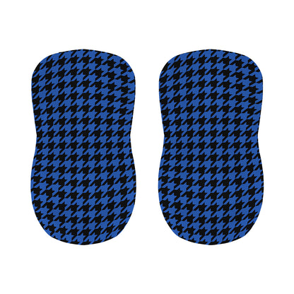 Blue And Black Houndstooth Print Bar Stool Covers