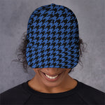 Blue And Black Houndstooth Print Baseball Cap