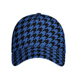 Blue And Black Houndstooth Print Baseball Cap