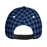Blue And Black Houndstooth Print Baseball Cap