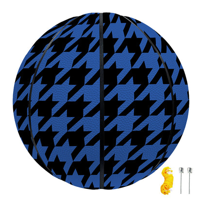 Blue And Black Houndstooth Print Basketball