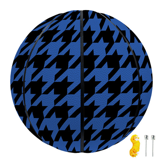 Blue And Black Houndstooth Print Basketball