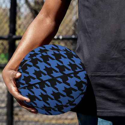 Blue And Black Houndstooth Print Basketball