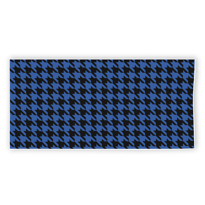 Blue And Black Houndstooth Print Beach Towel