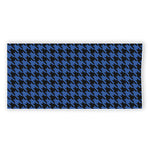 Blue And Black Houndstooth Print Beach Towel