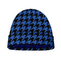 Blue And Black Houndstooth Print Beanie