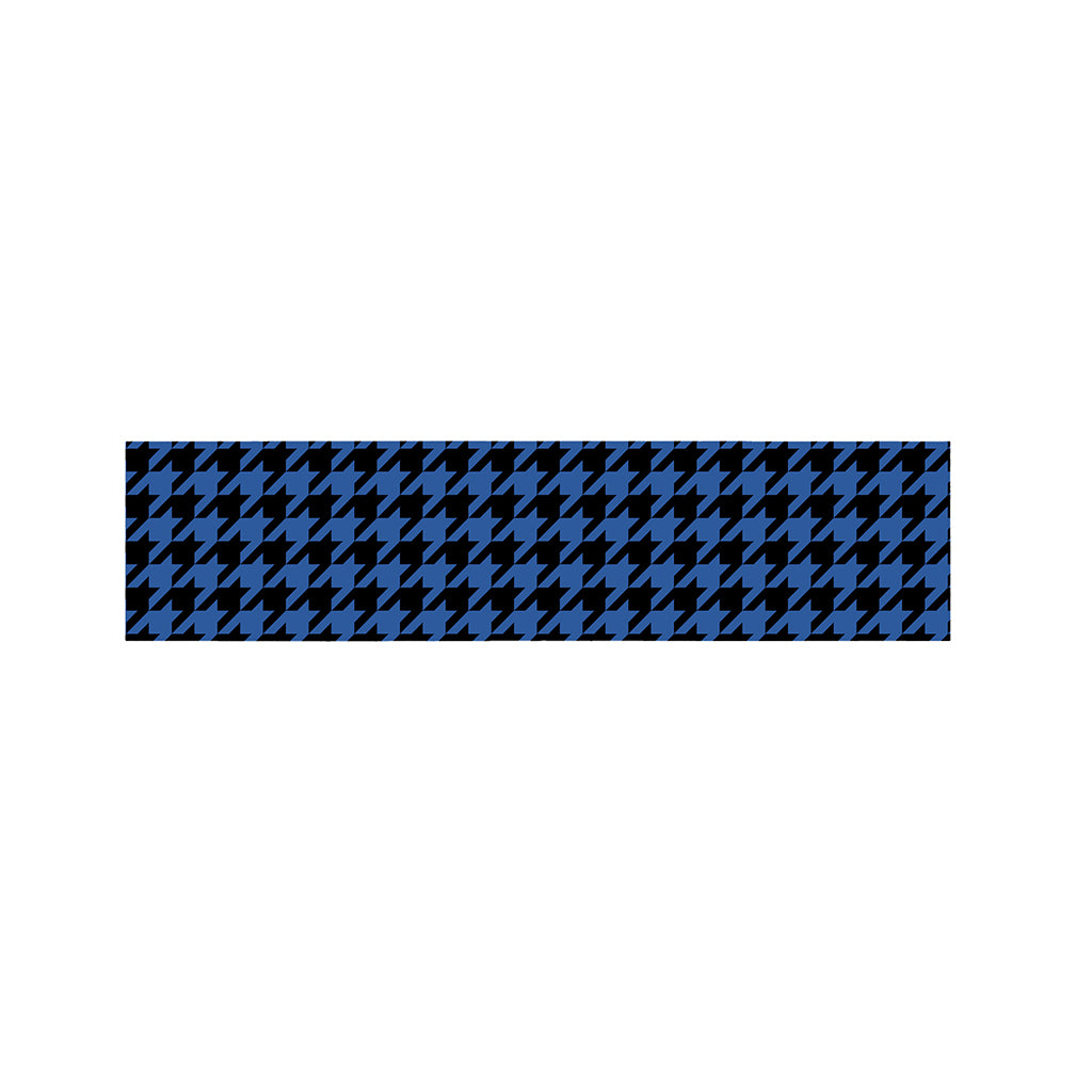Blue And Black Houndstooth Print Bed Runner