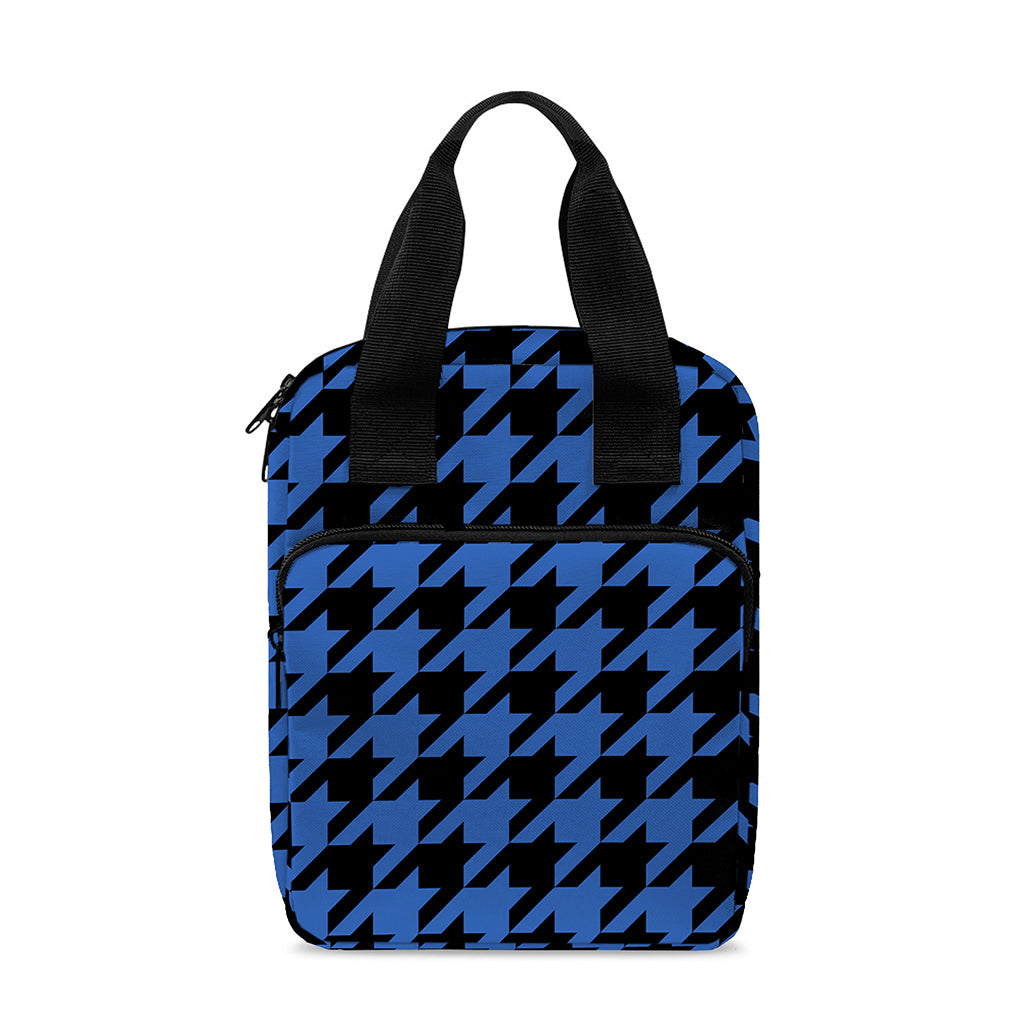Blue And Black Houndstooth Print Bible Tote Bag