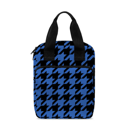 Blue And Black Houndstooth Print Bible Tote Bag