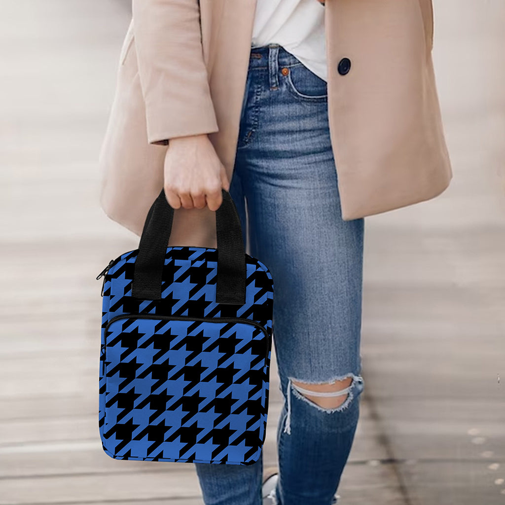 Blue And Black Houndstooth Print Bible Tote Bag