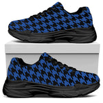 Blue And Black Houndstooth Print Black Chunky Shoes