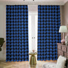 Blue And Black Houndstooth Print Blackout Pencil Pleat Curtains