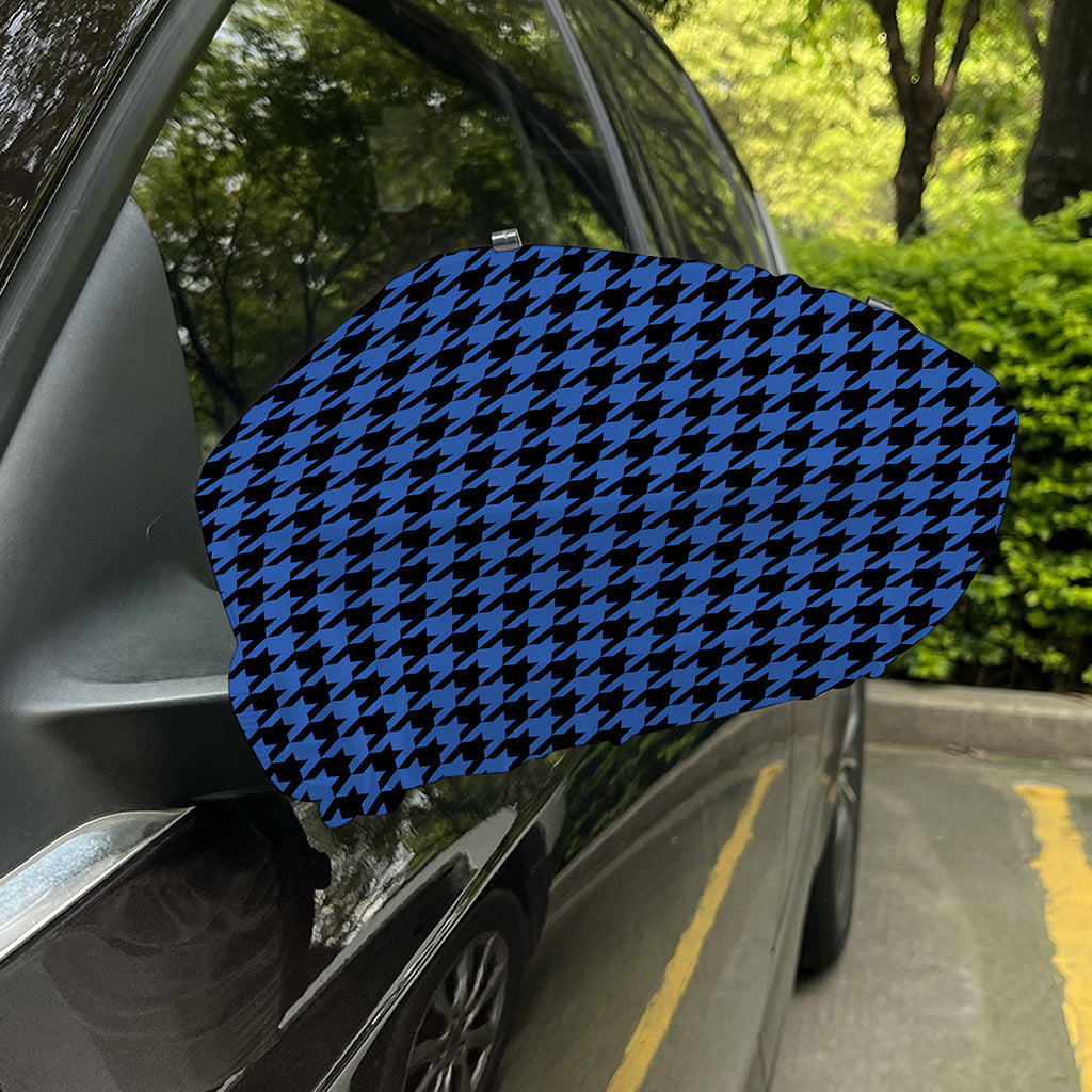 Blue And Black Houndstooth Print Car Side Mirror Covers