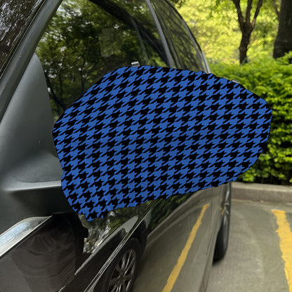 Blue And Black Houndstooth Print Car Side Mirror Covers