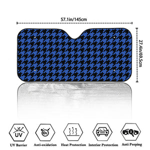 Blue And Black Houndstooth Print Car Windshield Sun Shade