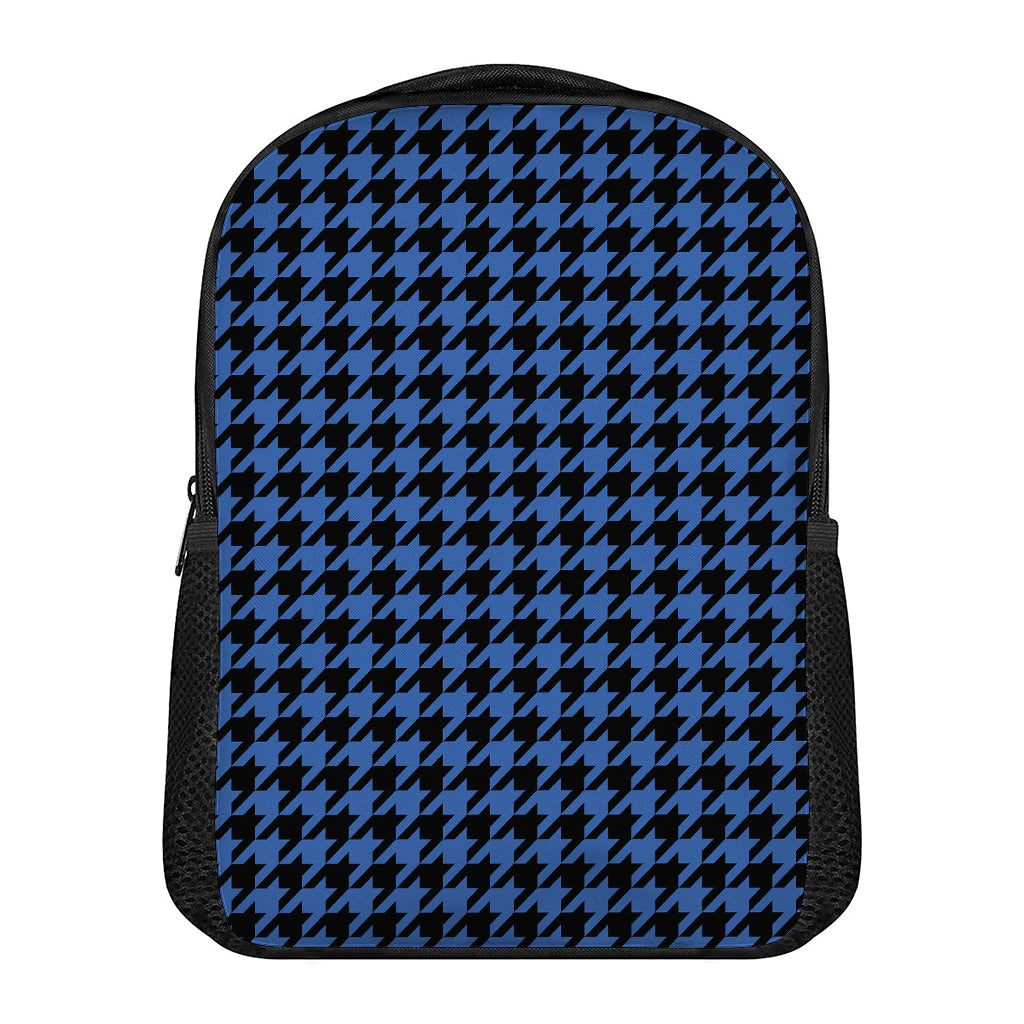 Blue And Black Houndstooth Print Casual Backpack