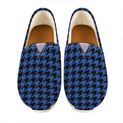 Blue And Black Houndstooth Print Casual Shoes