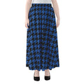 Blue And Black Houndstooth Print Chiffon Maxi Skirt