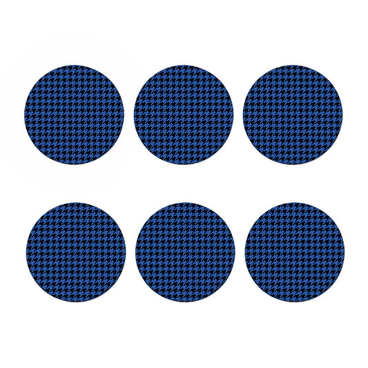 Blue And Black Houndstooth Print Coaster Set