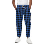 Blue And Black Houndstooth Print Cotton Pants