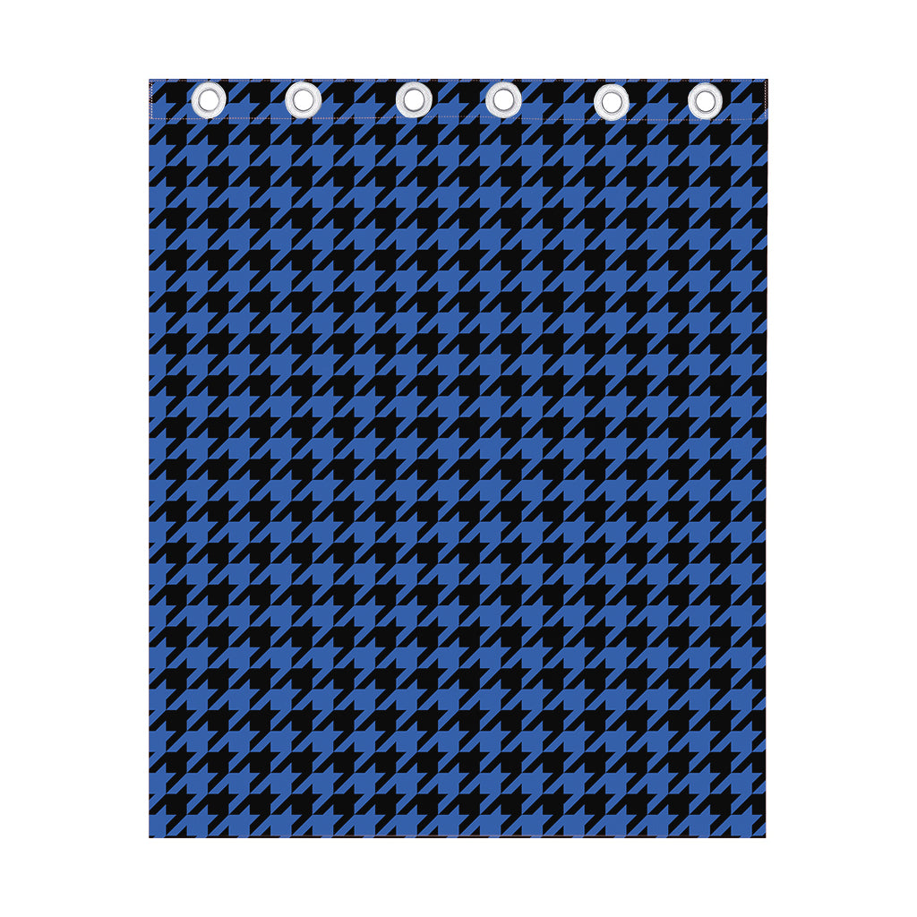 Blue And Black Houndstooth Print Curtain