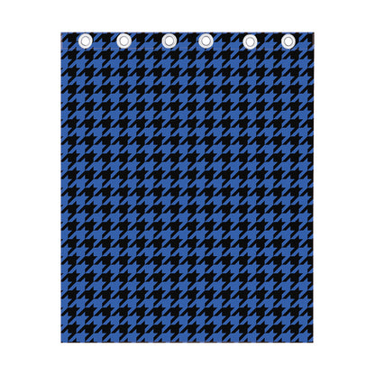 Blue And Black Houndstooth Print Curtain