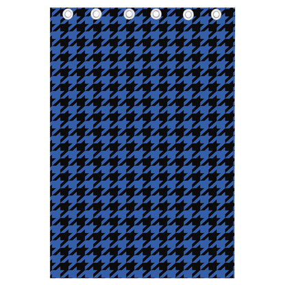 Blue And Black Houndstooth Print Curtain