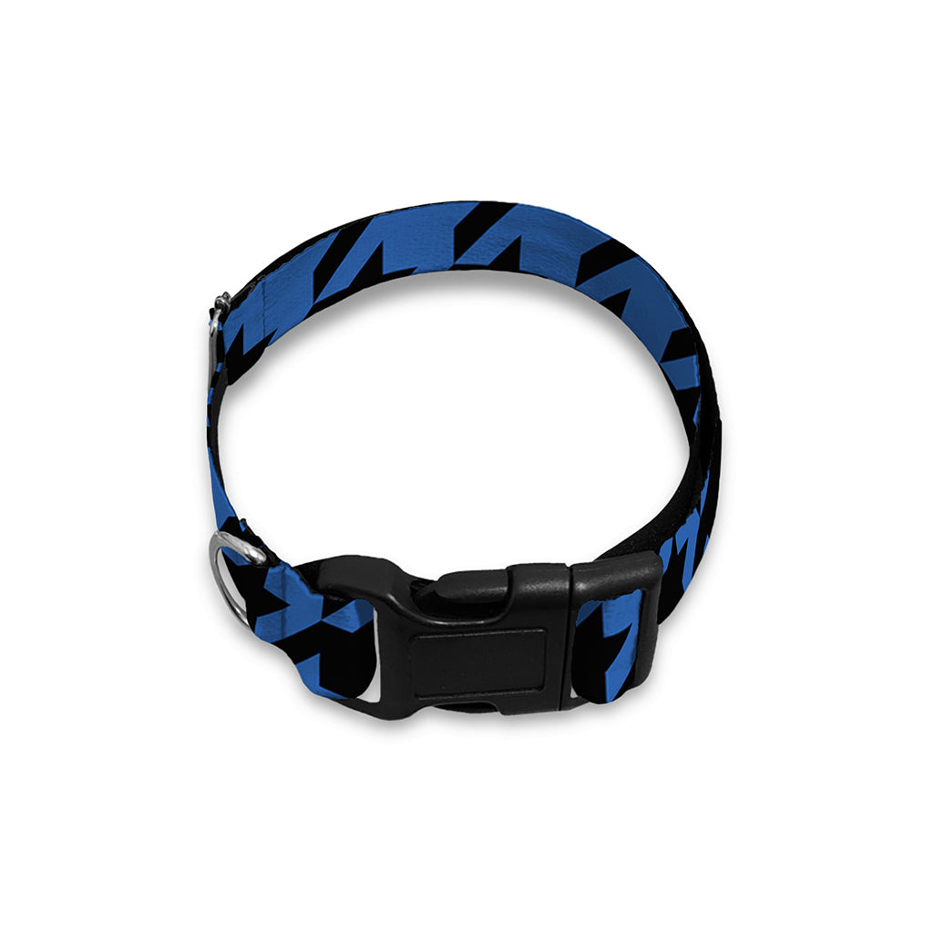 Blue And Black Houndstooth Print Dog Collar