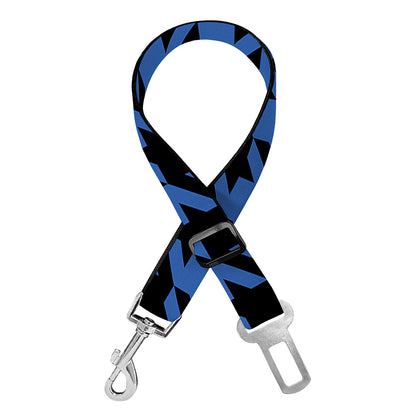 Blue And Black Houndstooth Print Dog Seat Belt