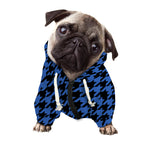 Blue And Black Houndstooth Print Dog Zip Up Hoodie