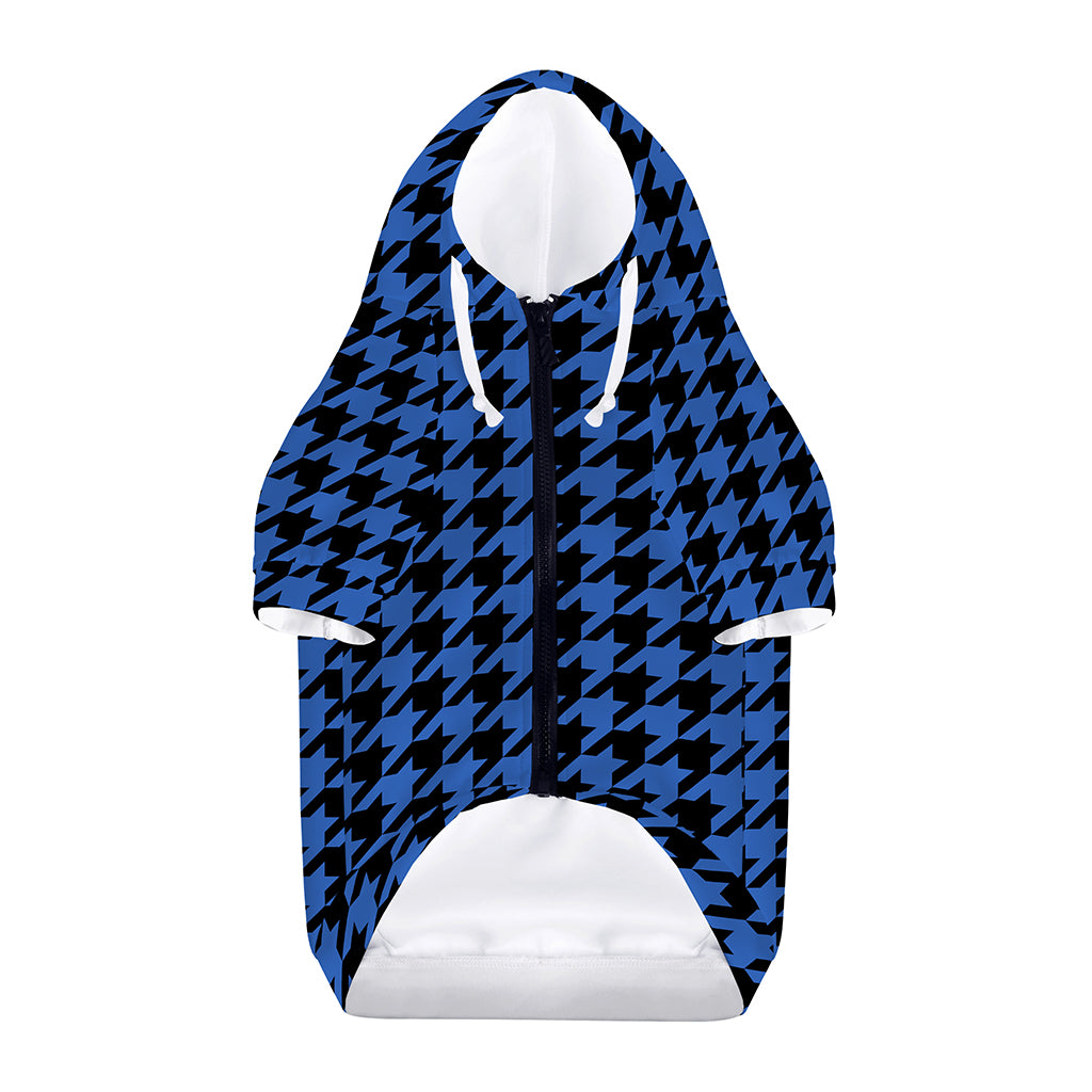 Blue And Black Houndstooth Print Dog Zip Up Hoodie