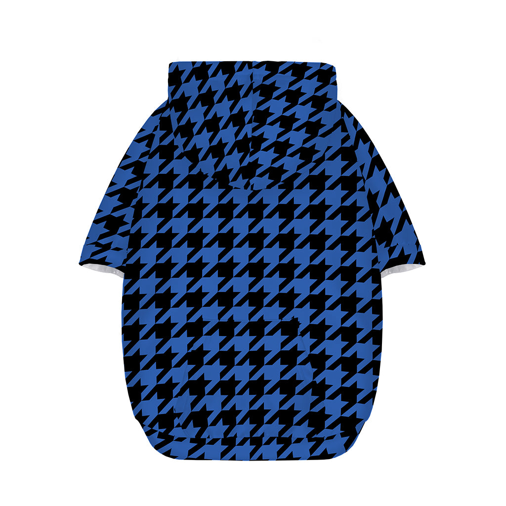 Blue And Black Houndstooth Print Dog Zip Up Hoodie