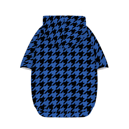 Blue And Black Houndstooth Print Dog Zip Up Hoodie