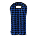 Blue And Black Houndstooth Print Double Neoprene Wine Tote