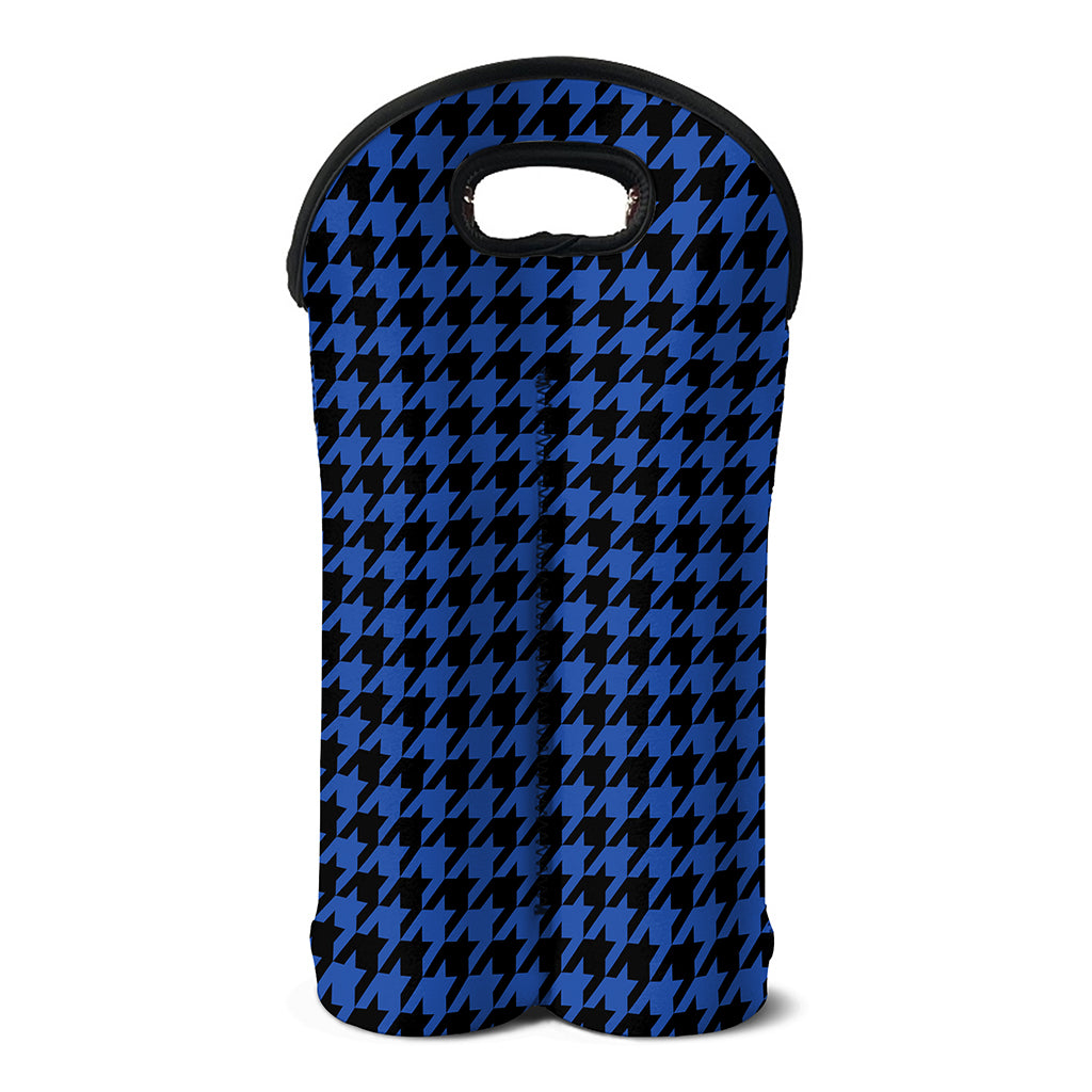 Blue And Black Houndstooth Print Double Neoprene Wine Tote