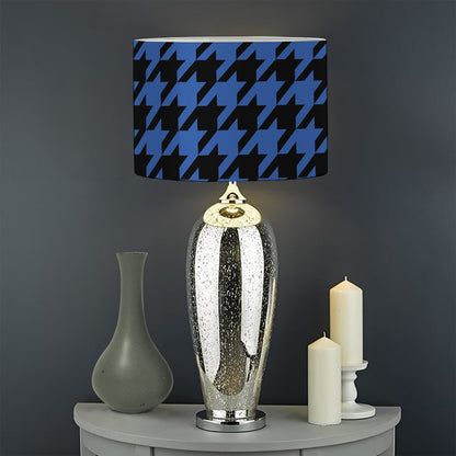 Blue And Black Houndstooth Print Drum Lamp Shade