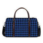Blue And Black Houndstooth Print Duffle Bag